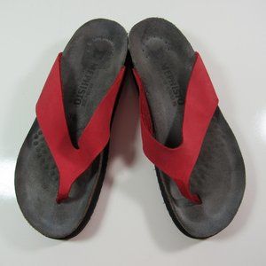 Mephisto Comfy Cork Sandals Thong Slippers Red